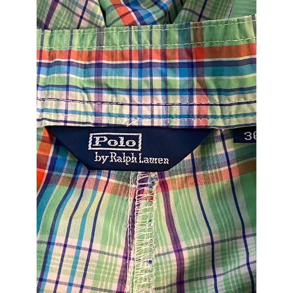 Polo Ralph Lauren‎ Plaid Swim Trunks Cargo Pockets Drawstring Beachy Waist 36